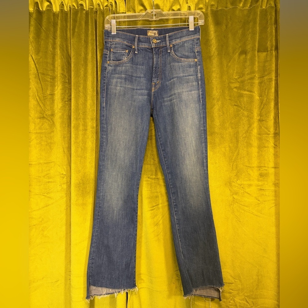 Mother Insider Crop Step Fray Denim Jeans in Not Rough Enough. Size 24. $228